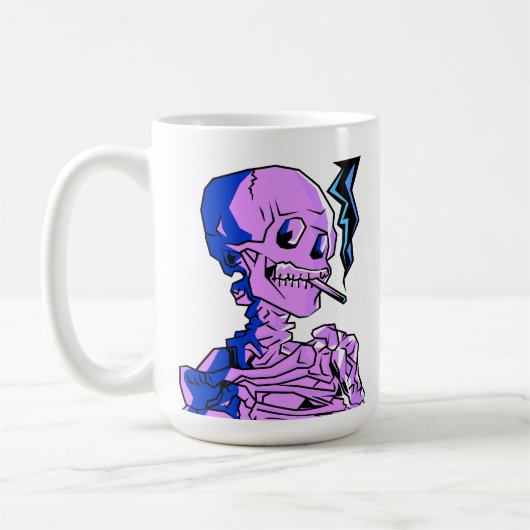 Mug Van Gogh, squelette avec une cigarette allumée (Gauche)