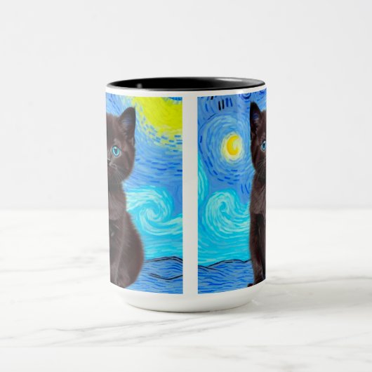 Mug Van Gogh Starry Night Black Cat (Centre)