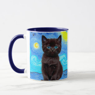 Mug Van Gogh Starry Night Black Cat
