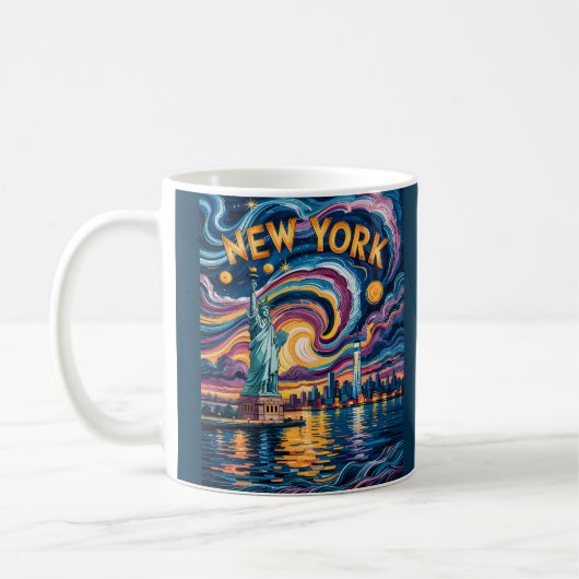 Mug Van Gogh Starry Night New York Liberty Skyline Art (Gauche)