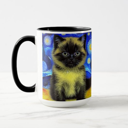 Mug Van Gogh Starry Nuit Siamese Cat (Gauche)