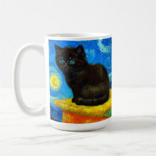 Mug Van Gogh Style Starry Night Cat