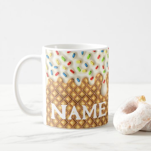 Mug Vanille à goutte imprimée 3D crème glacée (Avec donut)