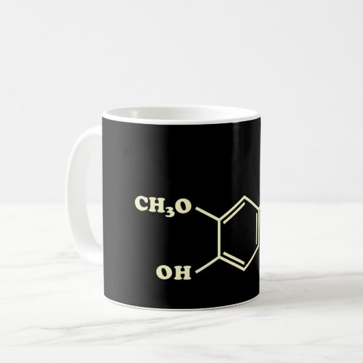 Mug Vanille Vanillin Formule chimique moléculaire (Devant gauche)
