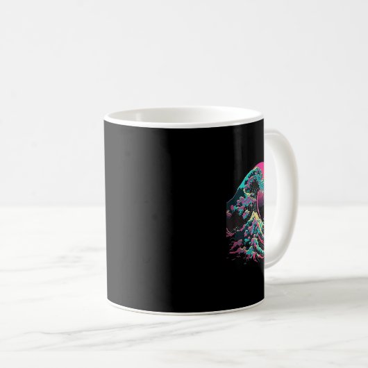 Mug Vaperwave Glitch esthétique Great Wave Retrowave S (Devant droit)