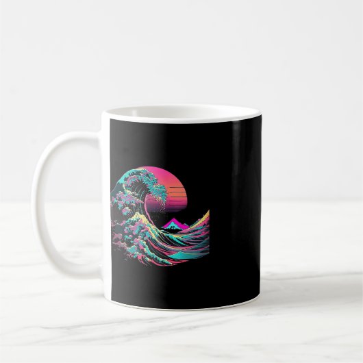 Mug Vaperwave Glitch esthétique Great Wave Retrowave S (Gauche)