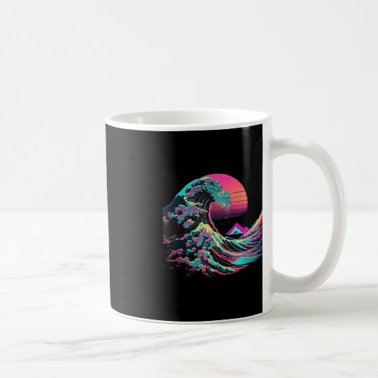 Mug Vaperwave Glitch esthétique Great Wave Retrowave S (Droite)