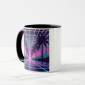 Mug Vaporwave 80s Neon Grid Synthwave Art Poster (Devant gauche)