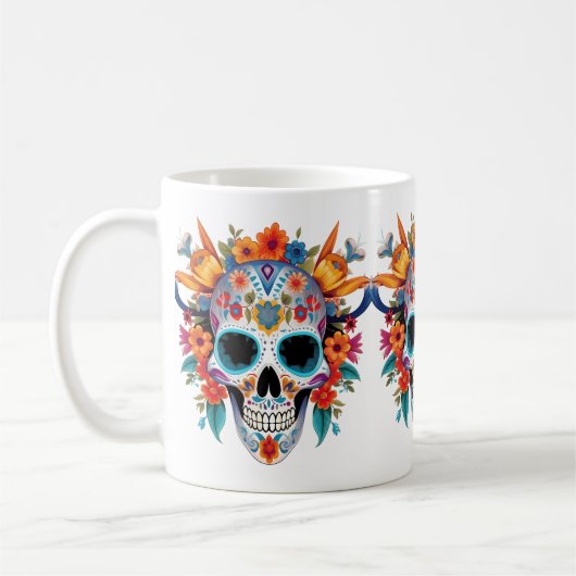 Mug Vaporwave_Skull_Sunset_with_Neon_Tropical_Vibes-re (Gauche)