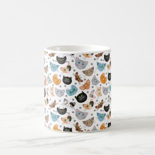 Mug Various cat faces pattern (Centre)