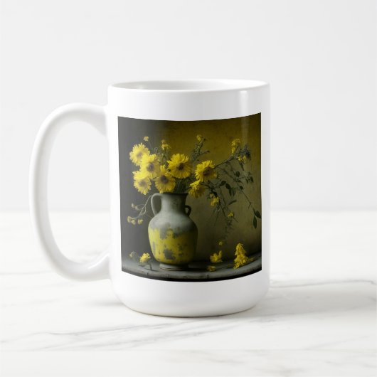 Mug Vase antique de fleurs jaunes (Gauche)