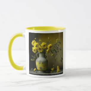 Mug Vase antique de fleurs jaunes