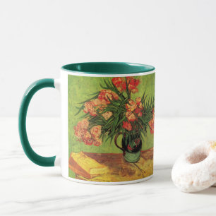 Mug Vase avec des lauriers roses et des livres de Vinc