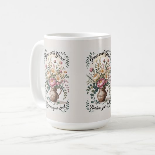 Mug Vase Avec Floraux Croissance Avec Citation Grace (Devant gauche)