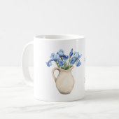 Mug Vase crème fleurs d'iris violettes (Devant gauche)