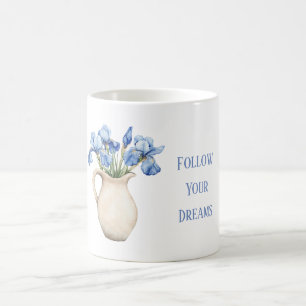 Mug Vase crème fleurs d'iris violettes