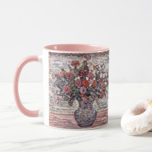 Mug Vase de fleurs, Zinnias de Maurice Prendergast (Avec donut)