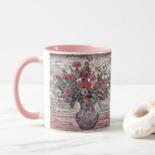 Mug Vase de fleurs, Zinnias par Maurice Prendergast