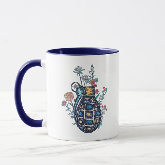 Mug Vase de grenade à main de fleurs (Gauche)