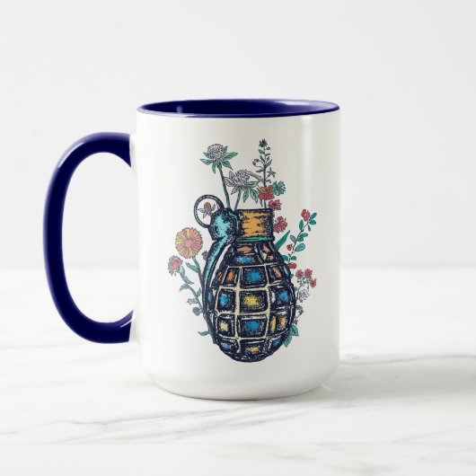 Mug Vase de grenade à main de fleurs (Gauche)