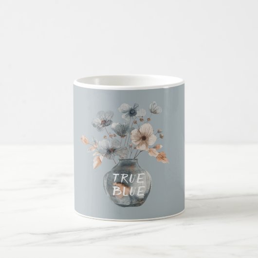 Mug Vase Floral Véritable Crème Bleue (Centre)