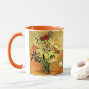Mug Vase japonaise, Rose, Anémones par Vincent van Gog