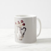 Mug Vase Pichet Argent Fleurs Rose Rouge (Devant droit)