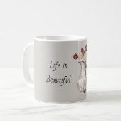Mug Vase Pichet Argent Fleurs Rose Rouge (Devant gauche)