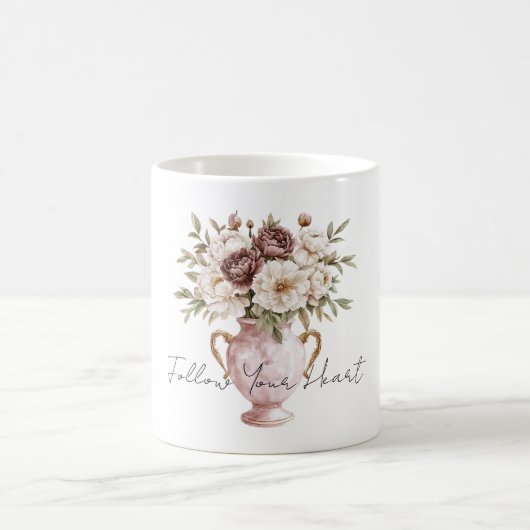 Mug Vase Rose Pâle Fleurs Crème au Chocolat (Centre)