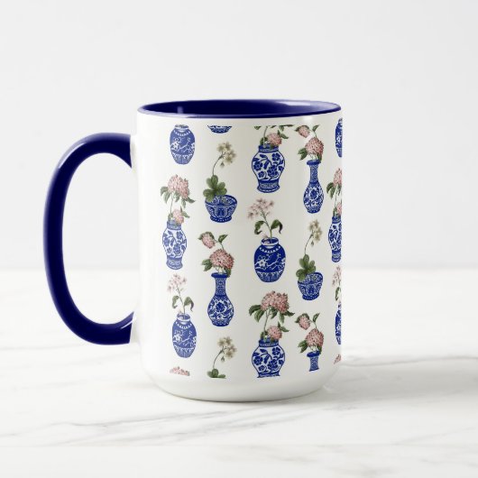 Mug Vases et fleurs bleus de chinoiserie (Gauche)
