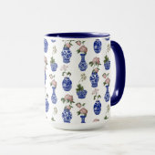 Mug Vases et fleurs bleus de chinoiserie (Devant droit)