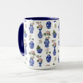 Mug Vases et fleurs bleus de chinoiserie (Devant gauche)