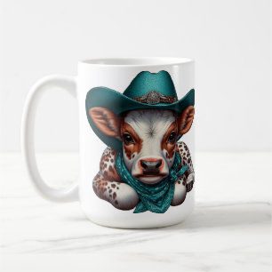 Mug Veau adorable en Cowboy Casquette et Bandana
