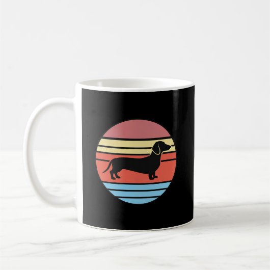 Mug Vecteur de coucher de soleil rétro teckel (Gauche)