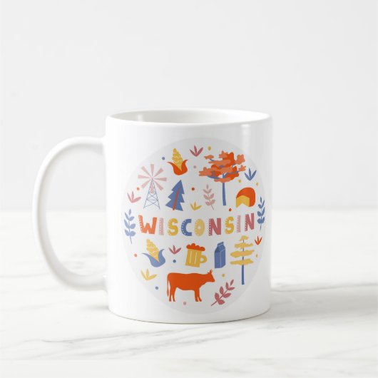 Mug Vector Art Wisconsin Thème État Symboles (Gauche)