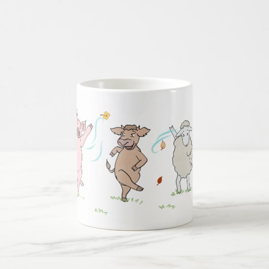 Mug vegan, cochon, vache et mouton qui dansent (Centre)