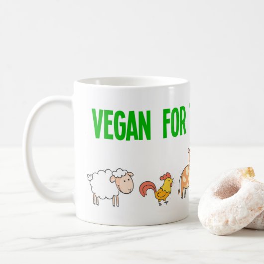 Mug Vegan pour les sans voix avec des animaux mignons (Avec donut)