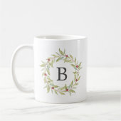 Mug Végétation d'hiver Berries Wreath Monogramme Noël (Gauche)