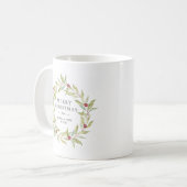 Mug Végétation d'hiver Berries Wreath Monogramme Noël (Devant gauche)