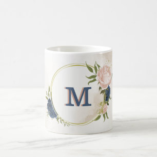Mug végétation marine et fleurs roses rousses
