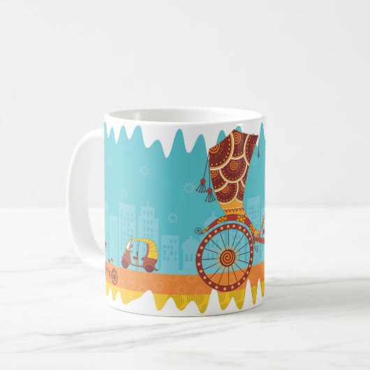 Mug Véhicules indiens uniques - Rickshaw de cycle (Devant gauche)