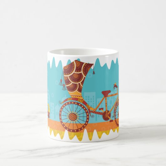 Mug Véhicules indiens uniques - Rickshaw de cycle (Centre)