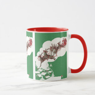 Mug Veille de Noël vintage, Père Noël rétro dans son t