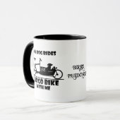 Mug vélo à cargaison, cargo bike, chien avec nom, (Devant gauche)