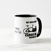 Mug vélo à cargaison, cargo bike, chien avec nom, (Devant droit)