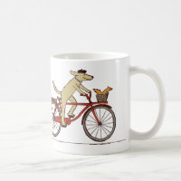 Vélo à chiens avec écureuil - Art animal mignon