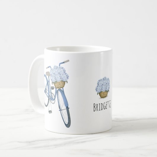 Mug Vélo avec Hydrangea Panier Fleur Lover céramique (Devant gauche)