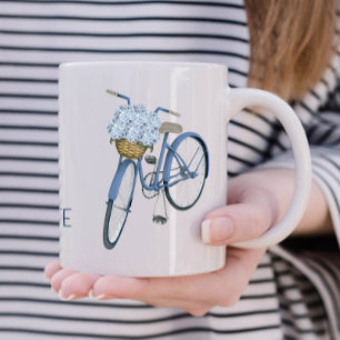 Mug Vélo avec panier d'hortensias Fleur céramique amat