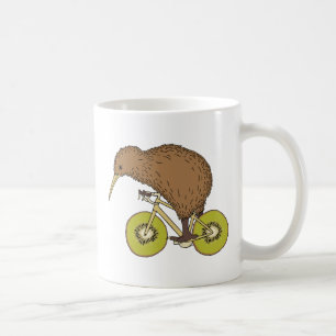 Mug Vélo d'équitation de kiwi avec des roues de kiwi