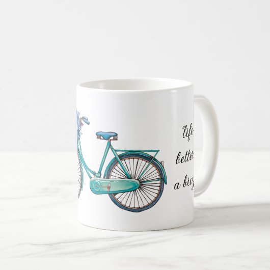 Mug Vélo Floral Aquarelle Design Boho Chic (Devant droit)